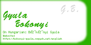 gyula bokonyi business card